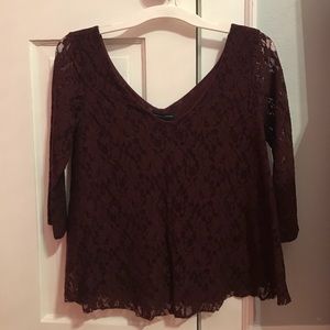 Purple Lace Quarter-Length Sleeve Top
